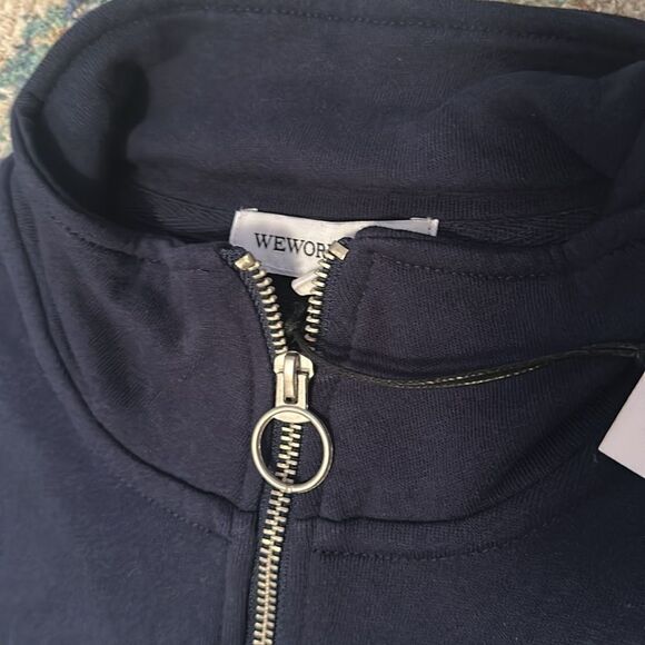 NWT WeWoreWhat Cropped Half Zip Pullover Terry In Dress Blue - Picture 3 of 6
